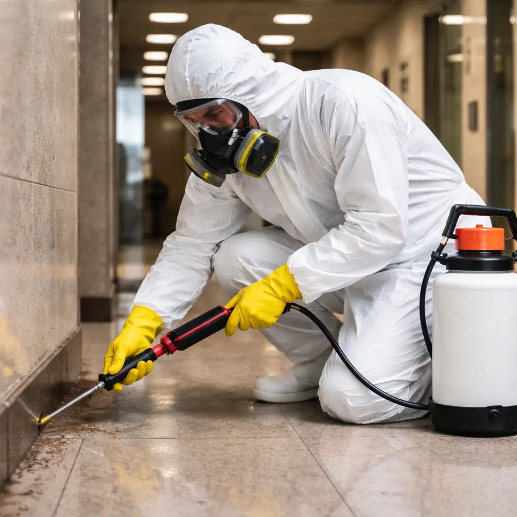 Thepestmen Team official is doing termite control in commercial area in Menifee, CA